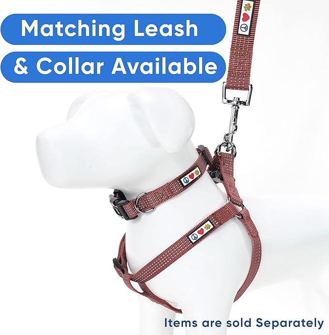 Pawtitas Reflective Step-in Dog Harness – Adjustable No-Pull Vest for Puppies to Seniors, Safe & Comfortable, XS Marsala