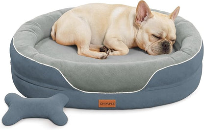 CWAWZ Large Orthopedic Dog Bed, 36 in. Dog Bed for Large Sized Dogs with Full-Surround Bolsters, Dual-Sided Dog Cooling Beds with Memory Foam, Washable Pet Sofa Couch with Nonslip Bottom, Dark Grey