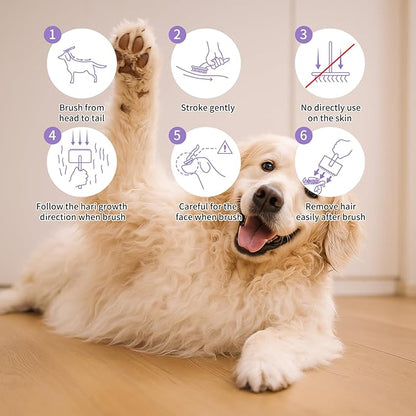 Slicker Brush for Dogs, Large Dog Brush to Long Haired Dogs for Goldendoodles Poodles Doodles Bernedoodles, Long Pin Grooming Kits to Dematting & Reducing Tangles and Fluff, Purple