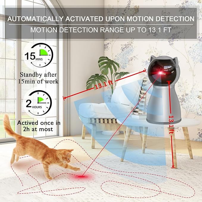 YVE LIFE Laser Cat Toys for Indoor Cats,The 4th Generation Real Random Trajectory Motion Activated Rechargeable Automatic Cat Laser Toy,Interactive Cat Toys for Bored Indoor Cats/Kittens (Gray)