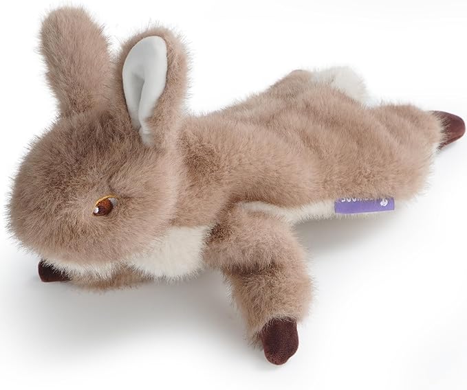Fuzzwoof No-Stuffing Bunny Squeaky Dog Toy, Cute Plush Puppy Teething Toy to Keep Them Busy, Rabbit Interactive Tug of War & Dental Chew for Small Medium Large Dogs