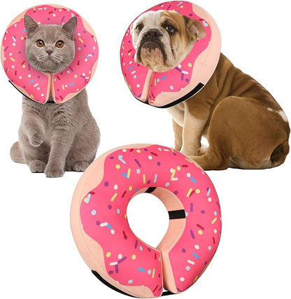 Inflatable Cone Collar for Large Medium Small Dogs, Soft Adjustable Recovery Collar for Dogs Cats,Dog Cone Neck Donut Alternative After Surgery(Pink,Small