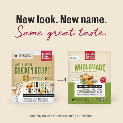 The Honest Kitchen Human Grade Wholemade™ Dehydrated Whole Grain Dog Food - Complete & Balanced Meal or Topper - Chicken 10 lb Box