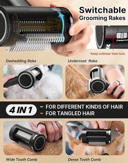 WOWOOF PET 5-in-1 Cat Hair Brush & Gromming Rakes, Cat Steam Comb for Long or Short Haired Indoor Cats, Dog Hair Spritz Comb for Deshedding and Untangling, Pet Brush for Dog Kitten Rabbit Massage