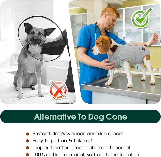 Kuoser Dog Recovery Suit for Male Dogs, Post-Surgery Bodysuit for Spay Neuter, Dog Onesie After Surgery, Anti-Licking Pet Surgical Recovery Suit, Gray L