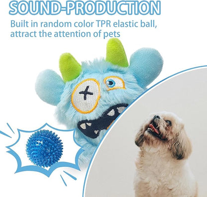 FCCUM Squeaky Plush Pet Toy Ball, Dental Care, Skin-Friendly and Soft and Relieve Stress,Dog Training Interactive Pet Cute Plush Fashionable Toy Ball (Sky Blue,Large)