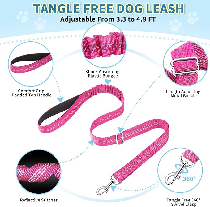 Lukovee No Pull Dog Harness and Leash Set, Soft Padded Small Dog Harness, Neck & Chest Adjustable Reflective Vest Puppy Harness with 4ft Lightweight Anti-Twist Dog Leash for Small Dogs (S, Fuschia)