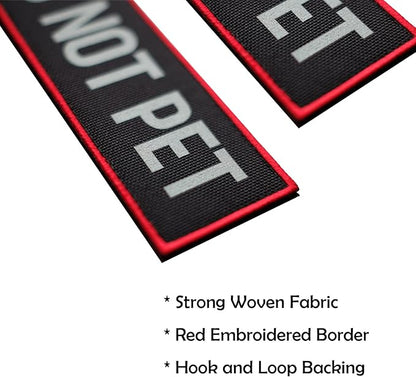 FITZNORA 2 Pcs Reflective Do Not Pet Patch Set with Hook and Loop Fastener, Embroidered Border with Printed Letters Patch for Dog Vest Harness (4.7 x 1.5 inches)