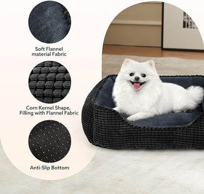 MIXJOY Large Dog Bed for Large Medium Small Dogs, Rectangle Washable Orthopedic Dog Bed, Soft Calming Sleeping Puppy Bed Durable Pet Cuddler with Anti-Slip Bottom L(30"x24"x9")