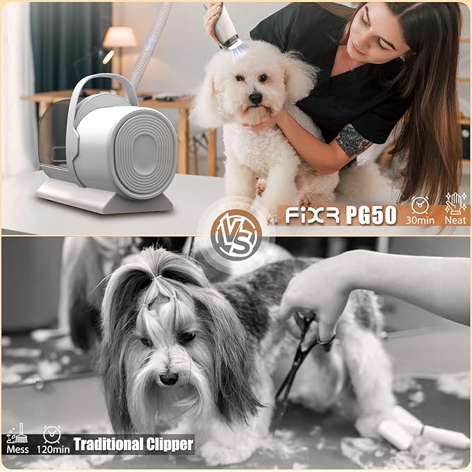 Dog Grooming Vacuum, Pet Grooming Kit with Dog Clippers, 2.5L Dust Cup 11000Pa Dogs Vacuum for Shedding Grooming, 5 Grooming Tools Home Cleaning in 1, Low Noise Pet Grooming Vacuum for Dogs