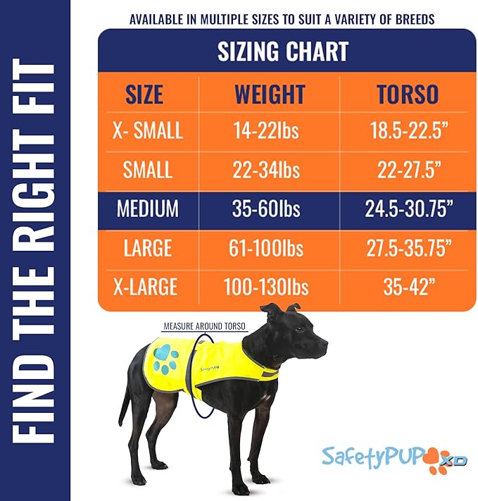 SafetyPUP XD Dog Reflective Vest – Hi-Vis Fluorescent Visibility That Helps to Safeguard Your Pet On/Off Leash in Urban & Rural Areas (Yellow, Medium)