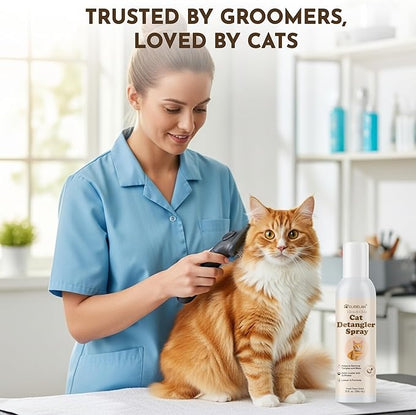 Cat Detangler Spray – Cat Matted Fur Remover for Matted Hair & Everyday Grooming–Dematting Spray for Cats to Loosen Knots, Reduce Pulling, Hydrate Coat & Keep Your Cat’s Fur Soft, Smooth & Manageable