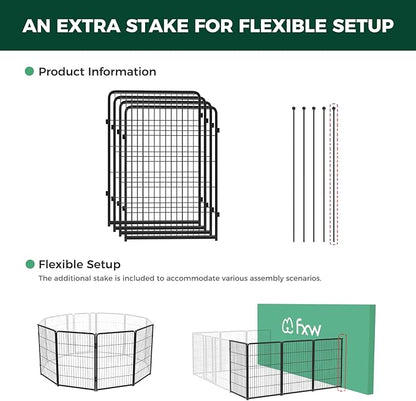 FXW Homeplus Unleashed Indoor Dog Playpen - Stress-Free and Safe Play, Heavy Duty 40 Inch 4 Panels Dog Pen for Medium and Large Dogs, Black│Patented