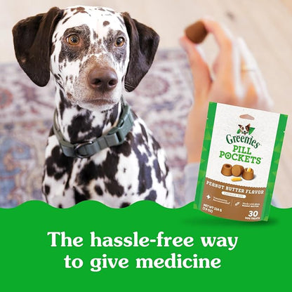 Greenies Pill Pockets for Dogs, Large Size Soft Dog Treats, Peanut Butter Flavor, (6) 7.9 oz. Pouches