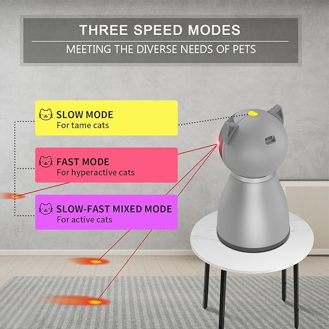 YVE LIFE Laser Cat Toys for Indoor Cats,The 4th Generation Real Random Trajectory Motion Activated Rechargeable Automatic Cat Laser Toy,Interactive Cat Toys for Bored Indoor Cats/Kittens (Gray)