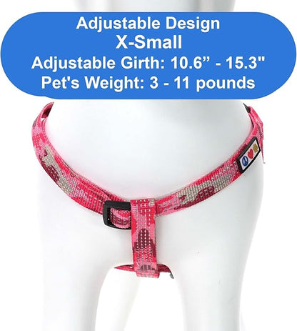 Pawtitas Reflective Step-in Dog Harness – Adjustable No-Pull Vest for Puppies to Seniors, Safe & Comfortable, XS Camo Pink