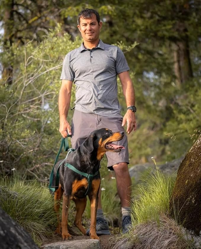 Blueberry Pet Essentials Dog Harness and Leash Set - Large Orange Vermilion Dog Collar and Leash Set for Eco-Conscious Owners, Adjustable, Durable, 4 ft Leash, Ideal for Active Pet Parents