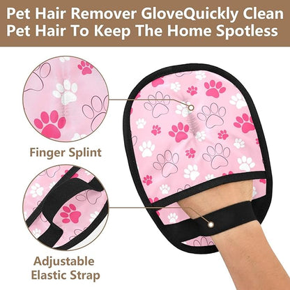 Pet Grooming Gloves Reusable Dog & Cat Hair Remover for Furniture, Car Interiors Multi-Surface Deshedding Tool for Carpets, Bedding & Home Cleaning