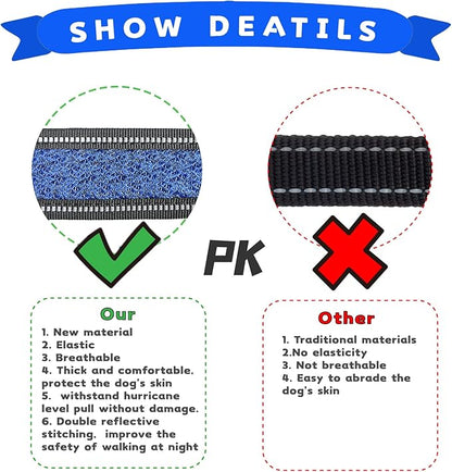 Xipebros Dog Harness, No Pull, Reflective, Adjustable, Stops Pets from Pulling and Choking, Medium/Large, Blue, XL