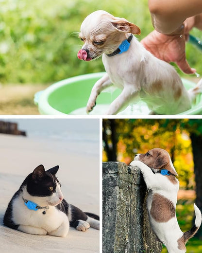 Dynmeow Dog Cat Collar Holder Compatible with Airtag, Anti-Lost Silcione Holder for 3/8 and 5/8 Inch Wide Collars, Blue, S(1 Pack)