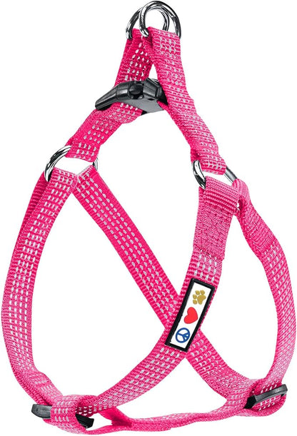 Pawtitas Reflective Step-in Dog Harness – Adjustable No-Pull Vest for Puppies to Seniors, Safe & Comfortable, L Pink