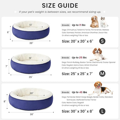 Love's cabin Round Donut Cat and Dog Cushion Bed, 25in Pet Bed for Small or Medium Dogs, Anti-Slip & Water-Resistant Bottom, Soft Durable Fabric Pet Beds, Washable Calming Cat & Dog Bed Navy