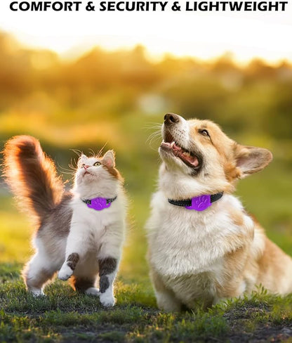 Dynmeow Dog Cat Collar Holder Compatible with Airtag, Anti-Lost Silcione Holder for 3/8 and 5/8 Inch Wide Collars, Purple, S(1 Pack)