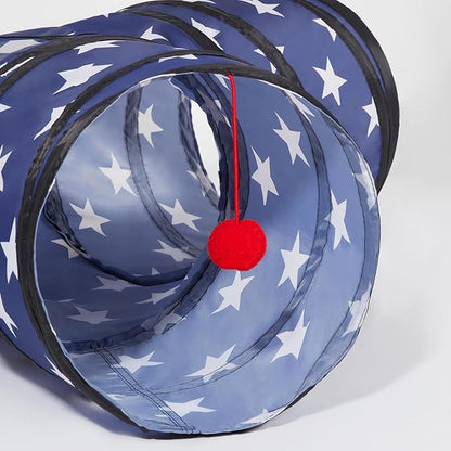 Tempcore Cat Tunnels for Indoor Cats, Collapsible 3 Way Kitty Tunnel Bored Pet Toys with Peek Hole Toy Ball for Puppy, Kitty, Kitten, Rabbit Pentagram