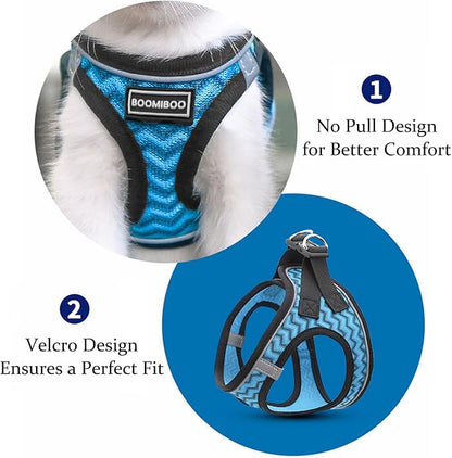 Dog Harness with Leash Set, No Pull Adjustable Reflective Step-in Puppy Pet Vest Harnesses for Small Medium Large Dogs and Cats,Navy Blue M