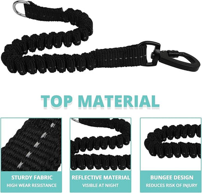 jenico Long Dog Leash 10FT: Heavy Duty Rope Leashes for Dogs Training with Swivel Lockable Hook Reflective Threads Bungee and Padded Handle - Dog Lead for Large Small Medium Dogs Outside Walking
