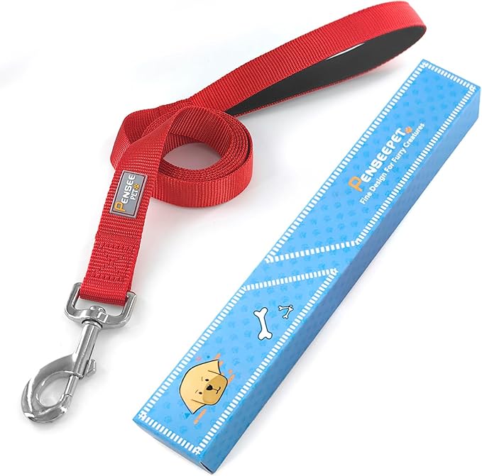 Basic Dog Leashes 6 FT Padded Handle Nylon Dogs Leashes for Medium Dogs Red