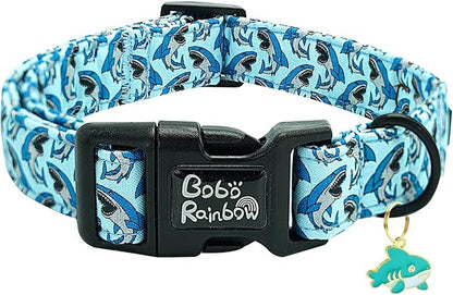 Dog Collar-Cute Shark Adjustable Pet Collars Soft Comfortable Puppy Collar Blue Cotton Dog Collars Durable Necklace Gift for Small Dogs