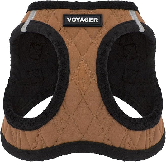 Best Pet Supplies - All Weather Plush, Reflective, No Pull Harness for Small, Medium Dogs, Cats - Secure with Hook & Loop Fastener, Buckle, Double D-Rings - Beige Plush, M