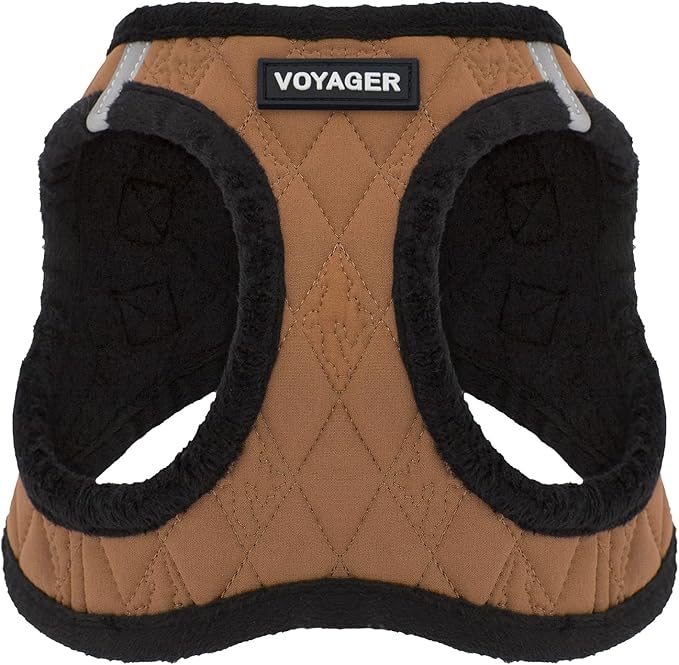 Best Pet Supplies - All Weather Plush, Reflective, No Pull Harness for Small, Medium Dogs, Cats - Secure with Hook & Loop Fastener, Buckle, Double D-Rings - Beige Plush, S