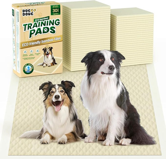 DOGGO DOUG Puppy Pads 30 Count Small 22x22in Bamboo Training Pads Deodorizing Leakproof Quick Drying Dog Pee Pads Super Absorbent Disposable Pee Pads for Dogs Puppies, Doggie, Cats, Rabbits