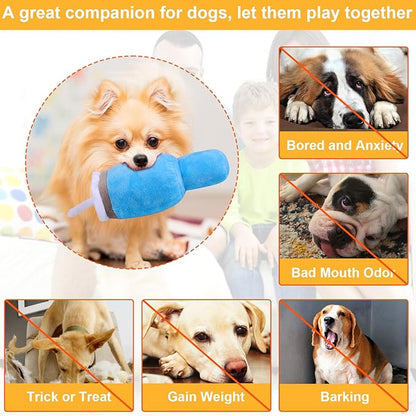 Mity Rain Funny Tumbler With Handle Cup Dog Toy - Cute Squeaky Interactive Fluff and Tuff for Small/Large/Medium Dogs (2 Pack, Blue+Pink)