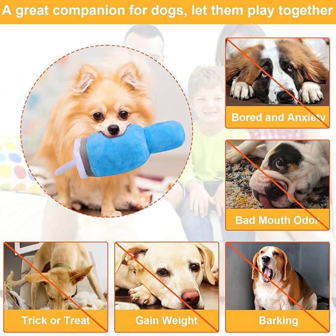 Mity Rain Funny Tumbler With Handle Cup Dog Toy - Cute Squeaky Interactive Fluff and Tuff for Small/Large/Medium Dogs (1 Blue)