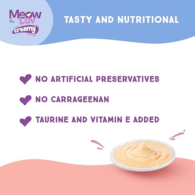 Ultra Chewy Meow Luv Tuna Recipe Lickable Cat Treats - Delicious Squeezable Cat Treats - Carrageenan Free - No Artificial Preservatives - Irresistible Snack - 0.5 Ounce Tubes (Pack of 5)
