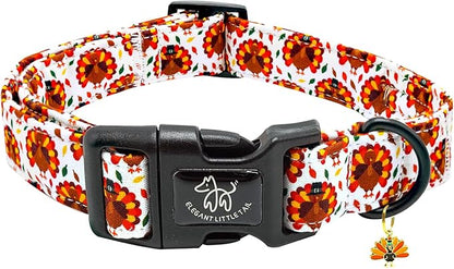 Elegant little tail Thanksgiving Dog Collar, Pet Dog Collar Cotton Soft Turkey Dog Collars Holiday with Quick Release Buckle Pet Puppy Collar for Medium Dogs