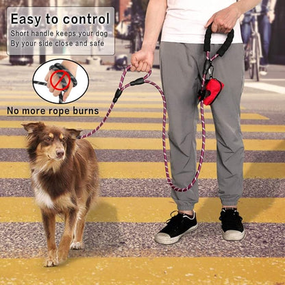 Plutus Pet Rope Dog Leash 6ft Long,Traffic Padded Two Handle,Heavy Duty,Reflective Double Handles Lead for Control Safety Training,Leashes for Large Dogs or Medium Dogs,Dual Handles Leads(Purple)