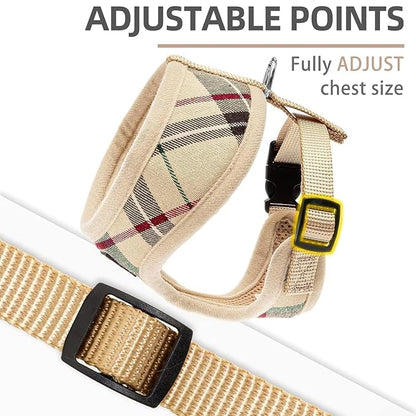 PUPTECK Soft Mesh Dog Harness and Leash Set Pet Puppy Cat Comfort Padded Vest No Pull Harnesses, Beige, XL