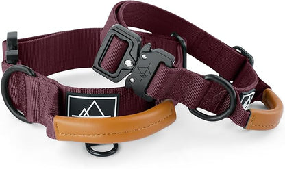 Made to ROAM Premium Explorer Control Collar - Adjustable Heavy Duty Nylon Dog Collar with Quick-Release Metal Buckle and Handle (Vermont Weekends, Control Size 2.5)