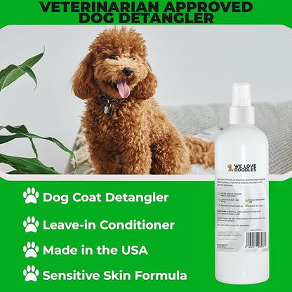 We Love Doodles Dog Detangler Spray - Leave-in Conditioner for Dogs - Dog Detangling Spray - Dematting Spray for Dogs - Tangle Remover - Made in The USA (Unscented Hypoallergenic)