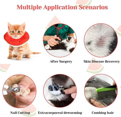 Kitten Cones After Surgery 0-6 Months, Donut Extra Small Kitten Cone Collar Soft to Stop Licking Neck, Elizabethan e Collar for Recovery, xs Small Cat Cone Spray, Pet Soft Cone for Cats Watermelon S