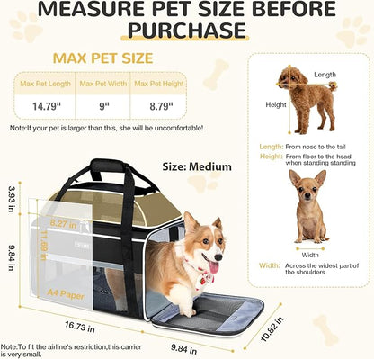 Lekereise Top-Expandable Pet Carrier 17x11x9.5 Inch Alaska Hawaiian Airline Approved Soft Sided Underseat to 12lbs Travel Carriers for Small Cats and Dogs with Locking Safety Zippers Anti-Scratch Mesh