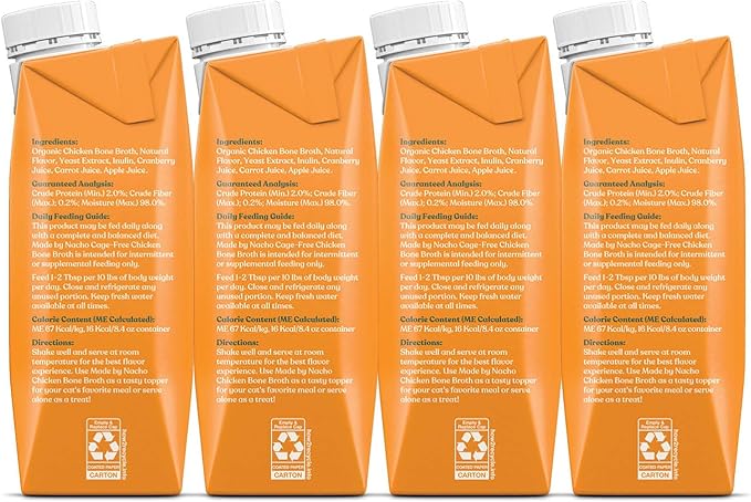 Made by Nacho Bone Broth Cat Food Topper for Hydration and Picky Eaters - Add Protein and Flavor to Your Dry Cat Food – Supports Optimal Nutrition, Digestion, Skin & Coat, 11 oz. (Pack of 4), Chicken