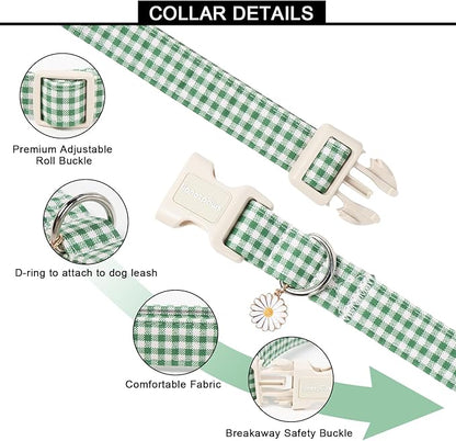 Lionet Paws St. Patrick Dog Collar- Cute Clover Green Dog Collars with Plastic Buckle, Light Adjustable Dog Collars with Clover Pendant for Small Dogs