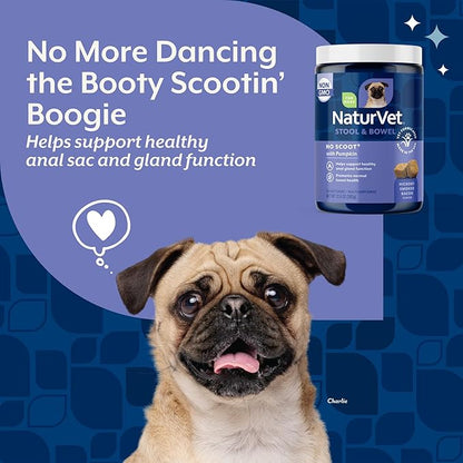 NaturVet - No Scoot for Dogs - 120 Soft Chews - Plus Pumpkin - Supports Healthy Anal Gland & Bowel Function - Enhanced with Beet Pulp & Psyllium Husk