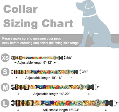 Rnivvi Dog Collar for Small Dogs, Cute Heavy Duty Adjustable Puppy Collar with Quick Release Buckle for Boy Girl & Female, Pet Accessories for Walking Running, XS Length 5/8" Width, Colorful Mandala