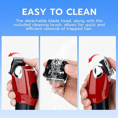 Mcbazel Dog Clippers Grooming Kit, Low Noise Rechargeable Cordless Adjustable Pet Hair Shaver Trimmers Set for Dogs, Cats and Other Pets - Red